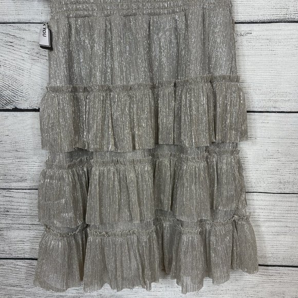 NWT MSK Petites Metallic Silver Gold Knee Cocktail Party Tiered Dress Sz… - Picture 8 of 15
